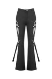 Dark Rift - Gothic Punk Mesh Patchwork Cutout Buckle Flare Pants PW154
