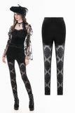 Velvet Night - Gothic Retro Palace Embroidery Sheer Lace Patchwork Slim Leggings PW155