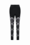 Velvet Night - Gothic Retro Palace Embroidery Sheer Lace Patchwork Slim Leggings PW155