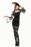 Velvet Night - Gothic Retro Palace Embroidery Sheer Lace Patchwork Slim Leggings PW155