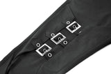 Dark Punk Skinny Pants with Metallic Buckle Straps and Eyelet Lace-up Calves PW156