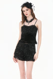 Dark Rose - Gothic 3D Floral Jacquard Lace-Trimmed Mini Shorts PW157