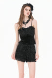 Dark Rose - Gothic 3D Floral Jacquard Lace-Trimmed Mini Shorts PW157