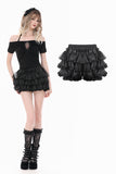 Punk-Lolita Bloomer Shorts with Tiered Organza Ruffles and Lace-Trimmed Cake Silhouette PW158