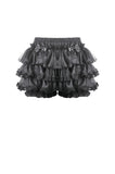Punk-Lolita Bloomer Shorts with Tiered Organza Ruffles and Lace-Trimmed Cake Silhouette PW158