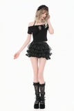 Punk-Lolita Bloomer Shorts with Tiered Organza Ruffles and Lace-Trimmed Cake Silhouette PW158