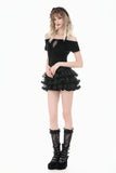 Punk-Lolita Bloomer Shorts with Tiered Organza Ruffles and Lace-Trimmed Cake Silhouette PW158