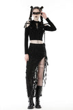 Punk rock lace up off-shoulder T-shirt TW479
