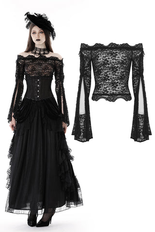 Gothic sexy off shoulder lace T-shirt TW508