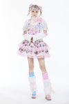 Innocent girl broken arm sleeve pink bow white tops TW575