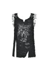 Black Distressed Graphic Tank Top TW582