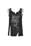 Black Distressed Graphic Tank Top TW582