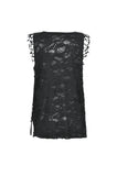 Black Distressed Graphic Tank Top TW582