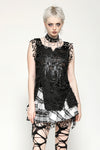 Black Distressed Graphic Tank Top TW582