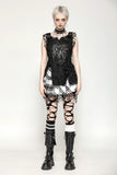 Black Distressed Graphic Tank Top TW582