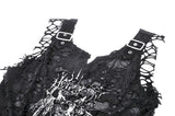Black Distressed Graphic Tank Top TW582