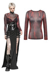 Black and Red Tie-Dye Mesh Versatile Basic Top TW620