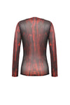 Black and Red Tie-Dye Mesh Versatile Basic Top TW620