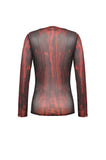 Black and Red Tie-Dye Mesh Versatile Basic Top TW620