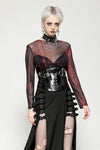 Black and Red Tie-Dye Mesh Versatile Basic Top TW620