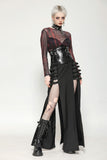 Black and Red Tie-Dye Mesh Versatile Basic Top TW620