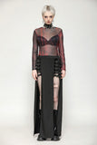 Black and Red Tie-Dye Mesh Versatile Basic Top TW620