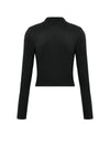 Punk Skeleton Hand Leather Appliqué Embroidered Mock Neck Tee TW661