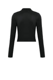 Punk Skeleton Hand Leather Appliqué Embroidered Mock Neck Tee TW661