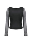 Punk Knitted Top with Mesh Panels and Buckle Details TW663