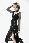 Punk Knitted Top with Mesh Panels and Buckle Details TW663