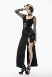 Punk Knitted Top with Mesh Panels and Buckle Details TW663
