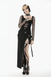 Punk Knitted Top with Mesh Panels and Buckle Details TW663