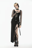 Punk Knitted Top with Mesh Panels and Buckle Details TW663