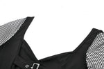 Punk Knitted Top with Mesh Panels and Buckle Details TW663