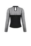 Punk Knitted Top with Mesh Overlay and Shoulder Buckle Details TW665