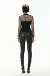 Punk Knitted Top with Mesh Overlay and Shoulder Buckle Details TW665