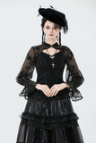 Gothic Butterfly Mesh Top with Stand Collar TW666