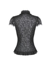 Black Floral Lace High-Neck Gothic Shoulder-Mantle Corset Top TW669