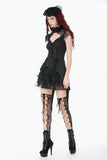 Black Floral Lace High-Neck Gothic Shoulder-Mantle Corset Top TW669