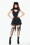 Black Floral Lace High-Neck Gothic Shoulder-Mantle Corset Top TW669