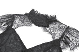 Black Floral Lace High-Neck Gothic Shoulder-Mantle Corset Top TW669