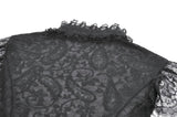 Black Floral Lace High-Neck Gothic Shoulder-Mantle Corset Top TW669