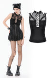 Dark Punk Mesh Strap Lace-Up Top TW673
