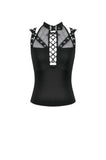 Dark Punk Mesh Strap Lace-Up Top TW673