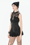 Dark Punk Mesh Strap Lace-Up Top TW673