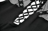 Dark Punk Mesh Strap Lace-Up Top TW673