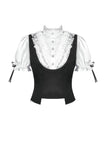 Court-Style Black White Lace Blouse TW677