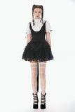Court-Style Black White Lace Blouse TW677