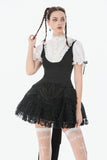 Court-Style Black White Lace Blouse TW677