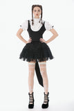 Court-Style Black White Lace Blouse TW677
